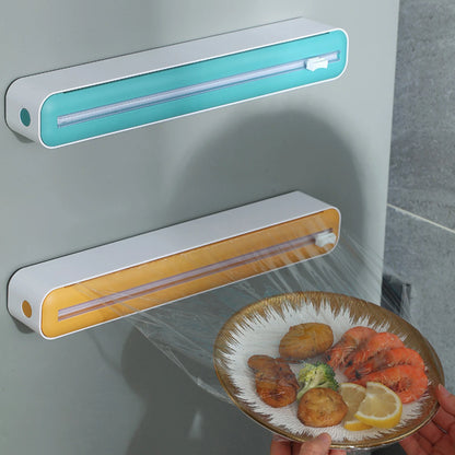 Kitchen Disposable Cling Film Cutter, Point Breaking Household Food Special Cutting Box, Suction Refrigerator Artifact