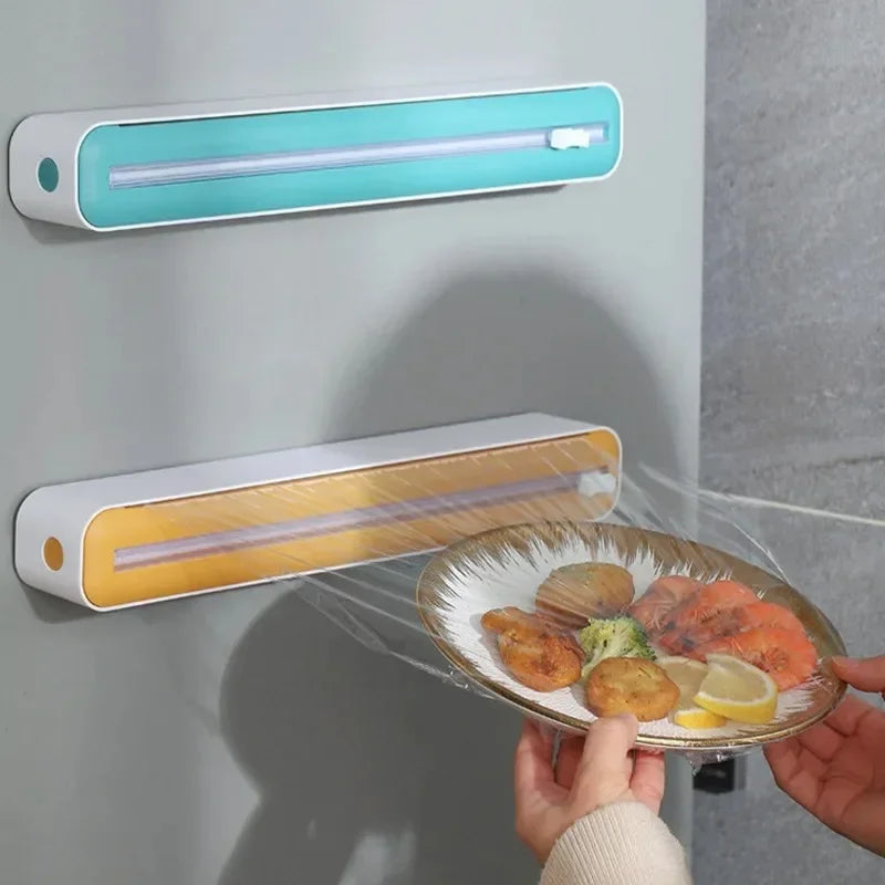 Kitchen Disposable Cling Film Cutter, Point Breaking Household Food Special Cutting Box, Suction Refrigerator Artifact