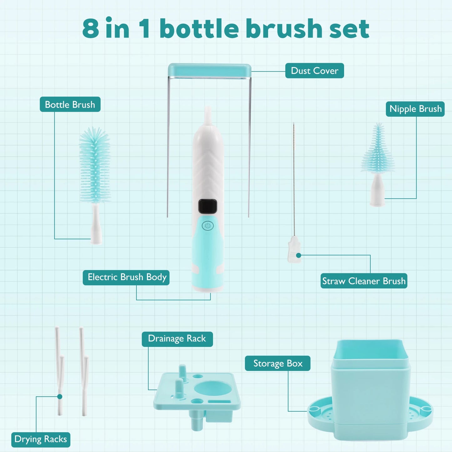 Multifunctional Electric Cup Brush Kitchen Glass Bottle Cleaning Brush Adjustable Level Rechargeable Tea Cup Baby Bottle Cleaner