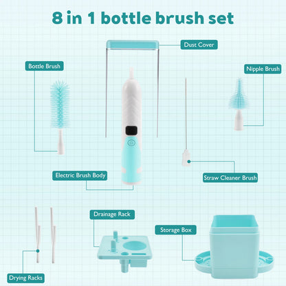 Multifunctional Electric Cup Brush Kitchen Glass Bottle Cleaning Brush Adjustable Level Rechargeable Tea Cup Baby Bottle Cleaner