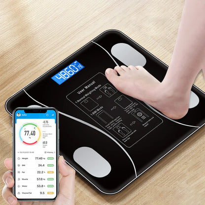 Intelligent Bluetooth electronic weight scale: wireless digital bathroom scale, precise measurement of body fat percentage