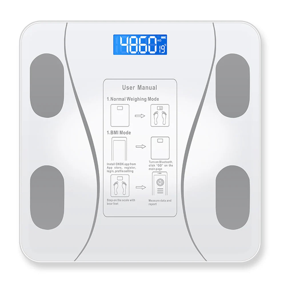 Intelligent Bluetooth electronic weight scale: wireless digital bathroom scale, precise measurement of body fat percentage