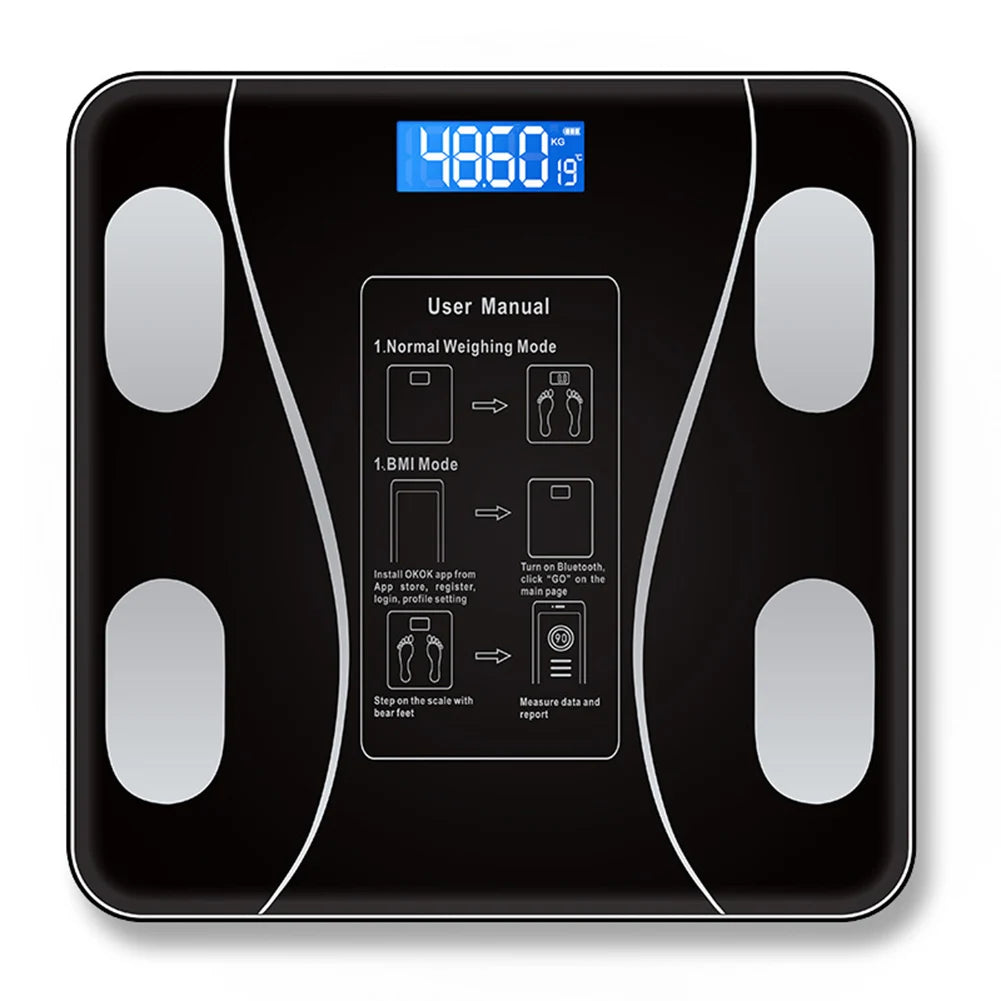 Intelligent Bluetooth electronic weight scale: wireless digital bathroom scale, precise measurement of body fat percentage